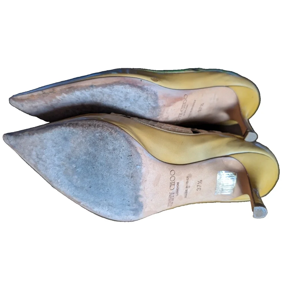 JIMMY CHOO‎ London Patent Leather Pointed Toe Heels Pumps Size 37.5